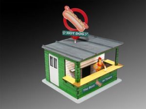 Slot Car Hot Dog Stand w/Light & Rotating Banner Laser-Cut K